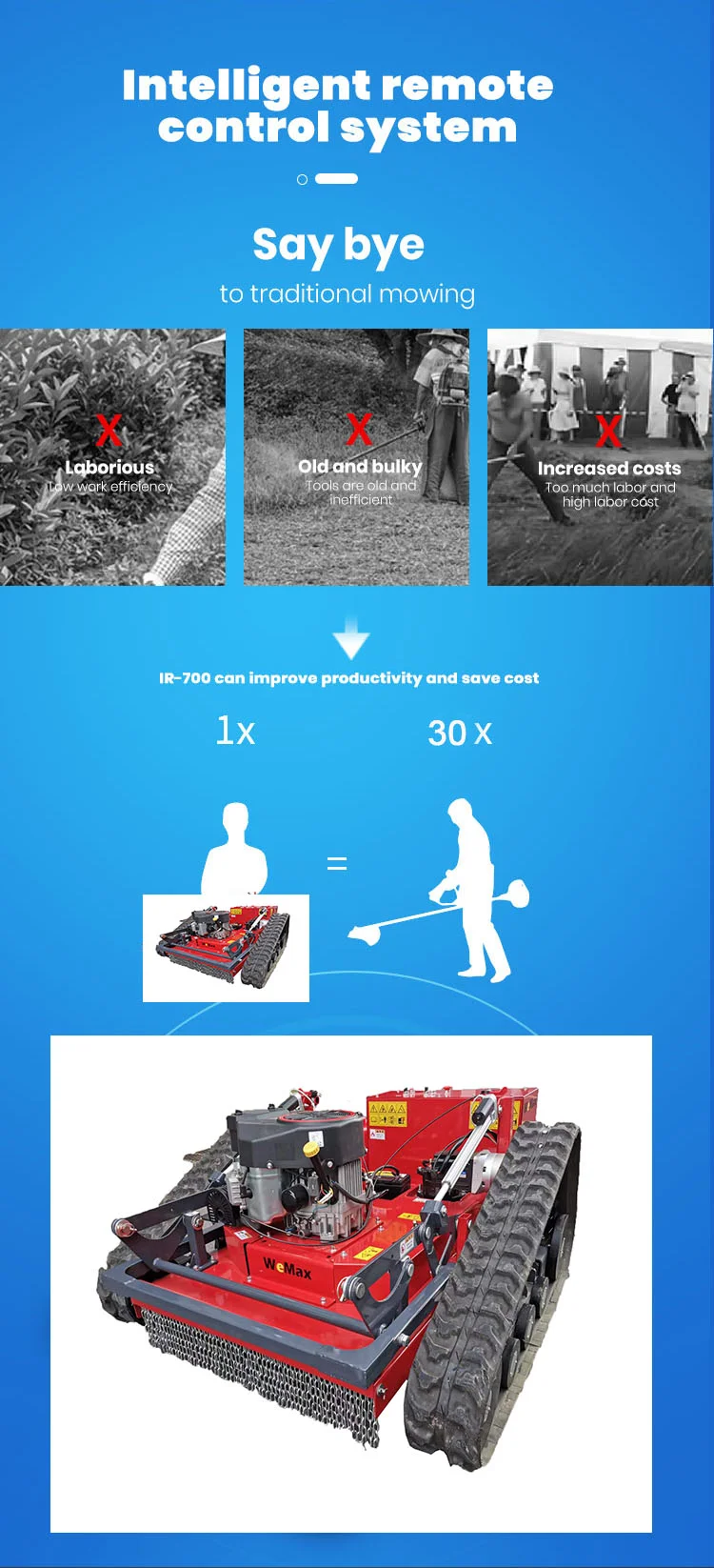 Crawler Big Power Remote Control Garden Equipment - Lawn Mowers Robot