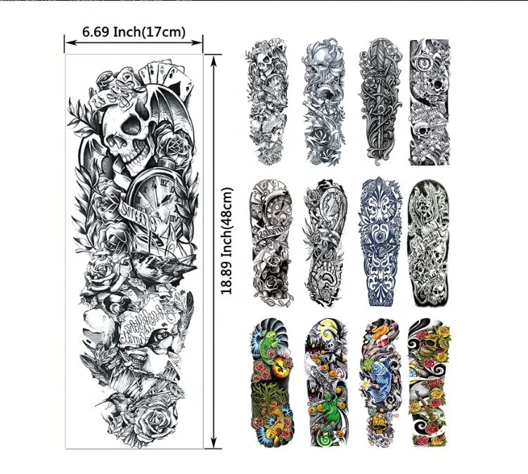 Ärmel-Tattoos Temporär Für Frauen – Realistische Blumen-Motive, Wasserdicht, 3–5 Tage Haltbar, 8 Große Bögen
