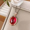 Red corundum pendant with chain