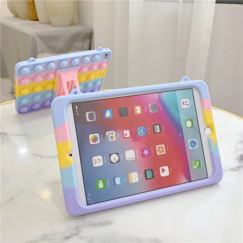Радужный силиконовый чехол для Ipad Push Pop it Bubble, чехол для игрушки-антистресса для ipad Pro 11 2018 10,2/9,7 дюймов, чехол для планшета для детей