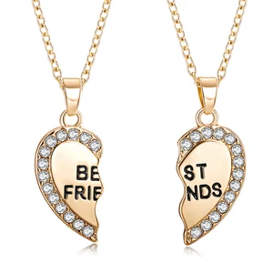 Fashion Jewelry Custom Personalized Couple Half Heart Friendship Gifts Best Friends Forever Pendant Necklaces
