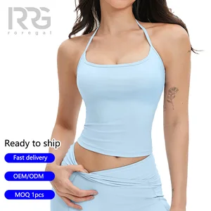 Roregal Lightweight Quick-Dry Second Skin Racerback Workout Top Outdoor Activities Fitness Sports Yoga Tank Top with Chest Pad