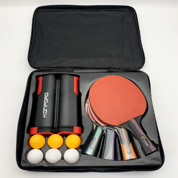 Konford Hot Sale 3-4-5 Star Table Tennis Racket Set Cost Price Carbon Pingpong 8 Ball Bat Ping-Pong Paddles for 4 Players Sports