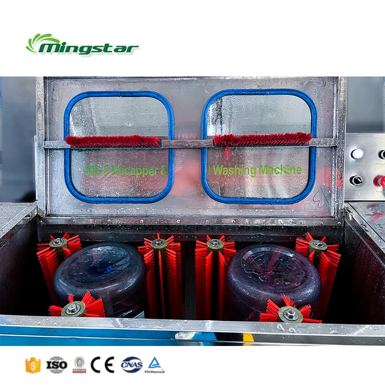 Mingstar Semi Automatic Manual  Plastic Bottle Washer De Capping Brush Inside Rotary 5 Gallon Bottle Washing Machine