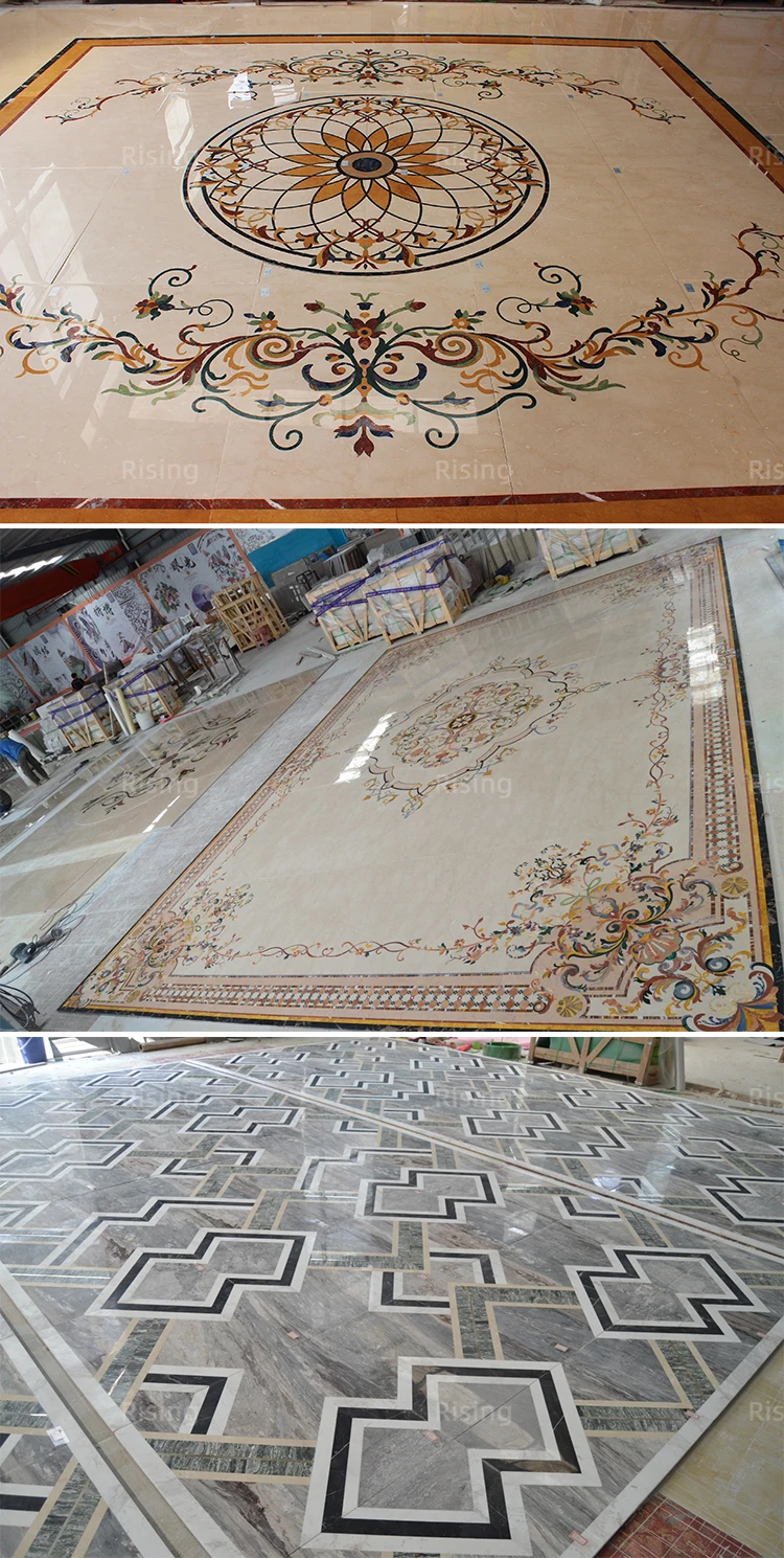 Luxury Round Waterjet Medallion Lobby Floor Inlay Stone Tiles