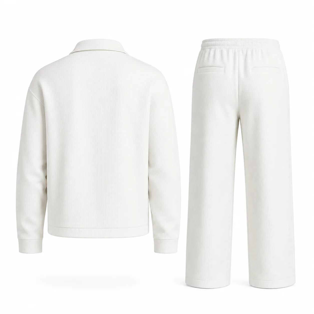 Knit FabricSet Waffle Knit Zip Jacket and Pants for Casual men's wear 2 Piece thumbnail