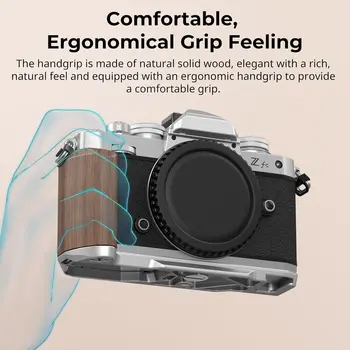 SMALLRIG Z fc Wooden Handgrip, L-Shape Grip Holder for Nikon Z fc Camera, Retro-Style Side Handle(Sliver) - 4803 detail image