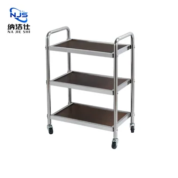 Commercial Use Restaurant Furniture Hand-Pushed Mobile Trolley Beverage Snack Cart for KTV Tea Cart Tea for Hotel Restaurant