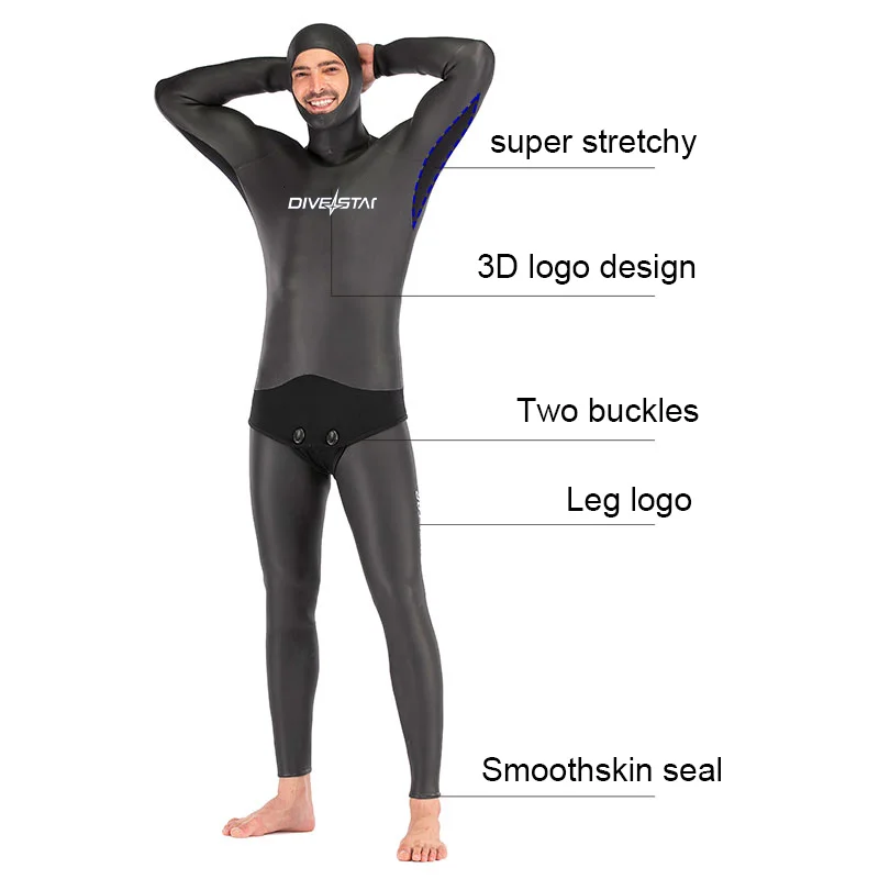 DIVESTAR Custom LOGO High Quality 3mm Neoprene Material Super Stretchy Smoothskin Freedive Swimming Wetsuit for Man