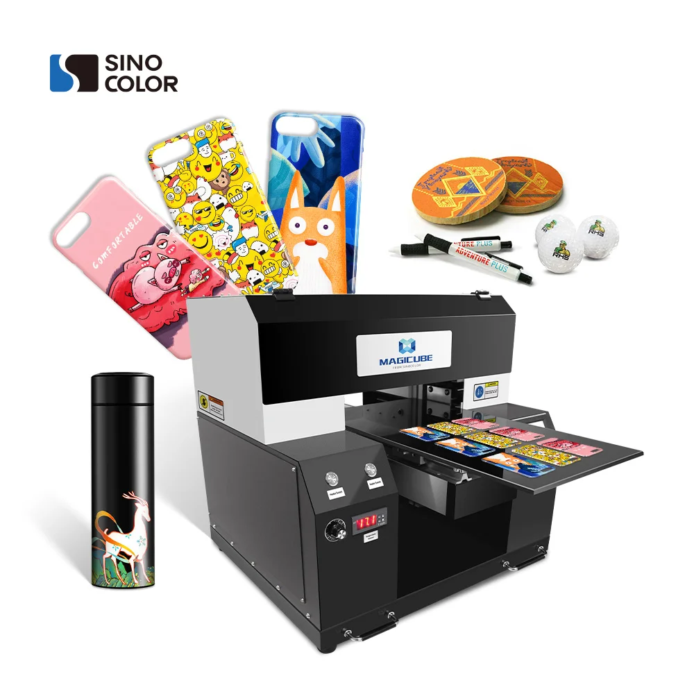 Most Popular SinoColor Small A2 A3 One I3200-U1HD Head Desktop Flat Bed UV Printer for Cards and Phone Cases