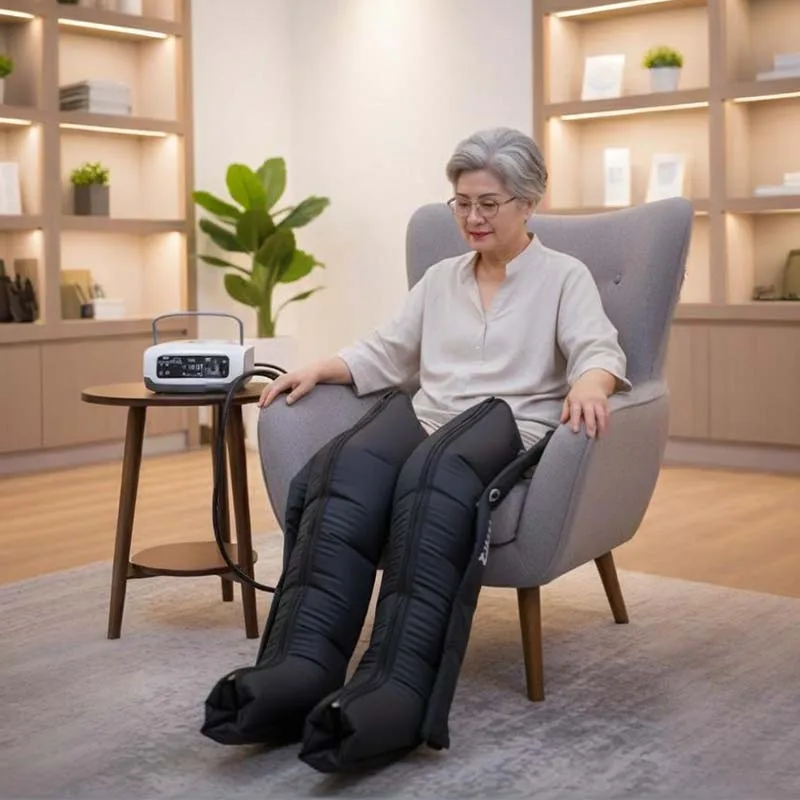 Медицински CE 4-камерен масажор за крака и прасци за намаляване на налягането в ставите