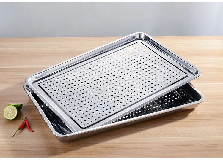 304 Stainless Steel Flat Baking Sheet Pan Baking Tray Restaurant