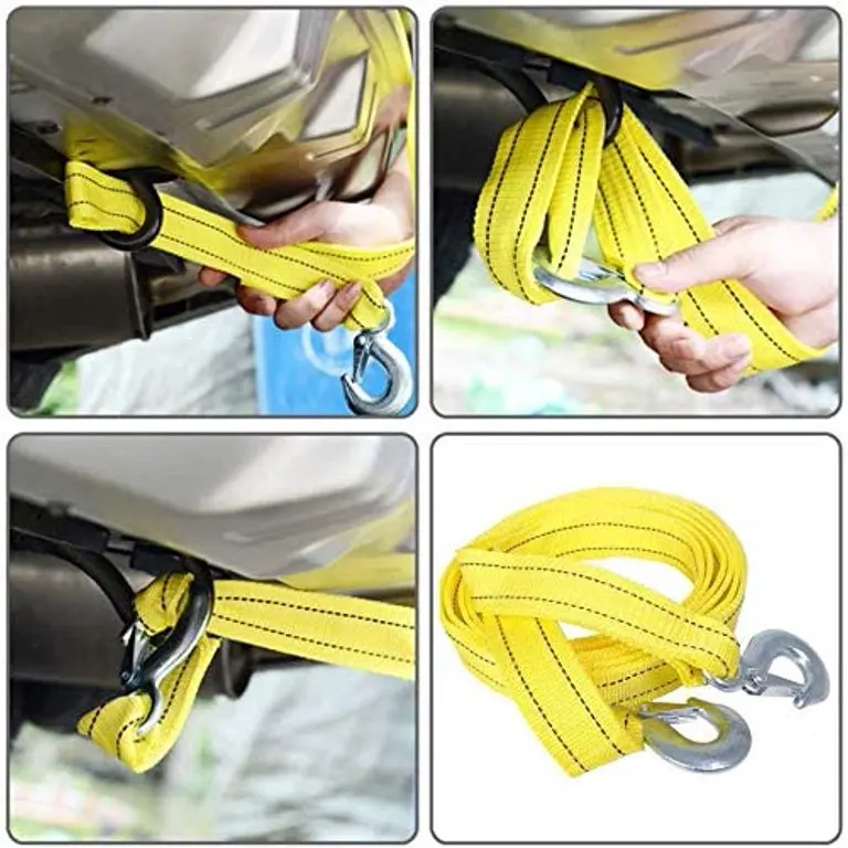 Heavy Duty Recovery Rope Tow Rope With Metal Safety Hooks For Trailers