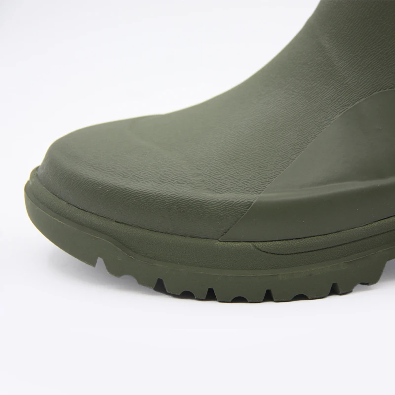 OEM Slip on Rain Shoes Waterproof Thermal Breathable Flexible Hunting Boots Neoprene Lined Rubber Farming Gardening Boots