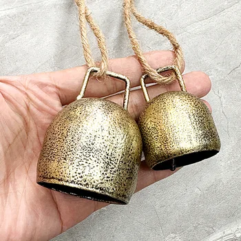 Handmade Antique and Modern Brass Cow Bells Loud Rattan Ring Witch Bell for Christmas Rustic Vintage Finish-Lucky Gift Idea