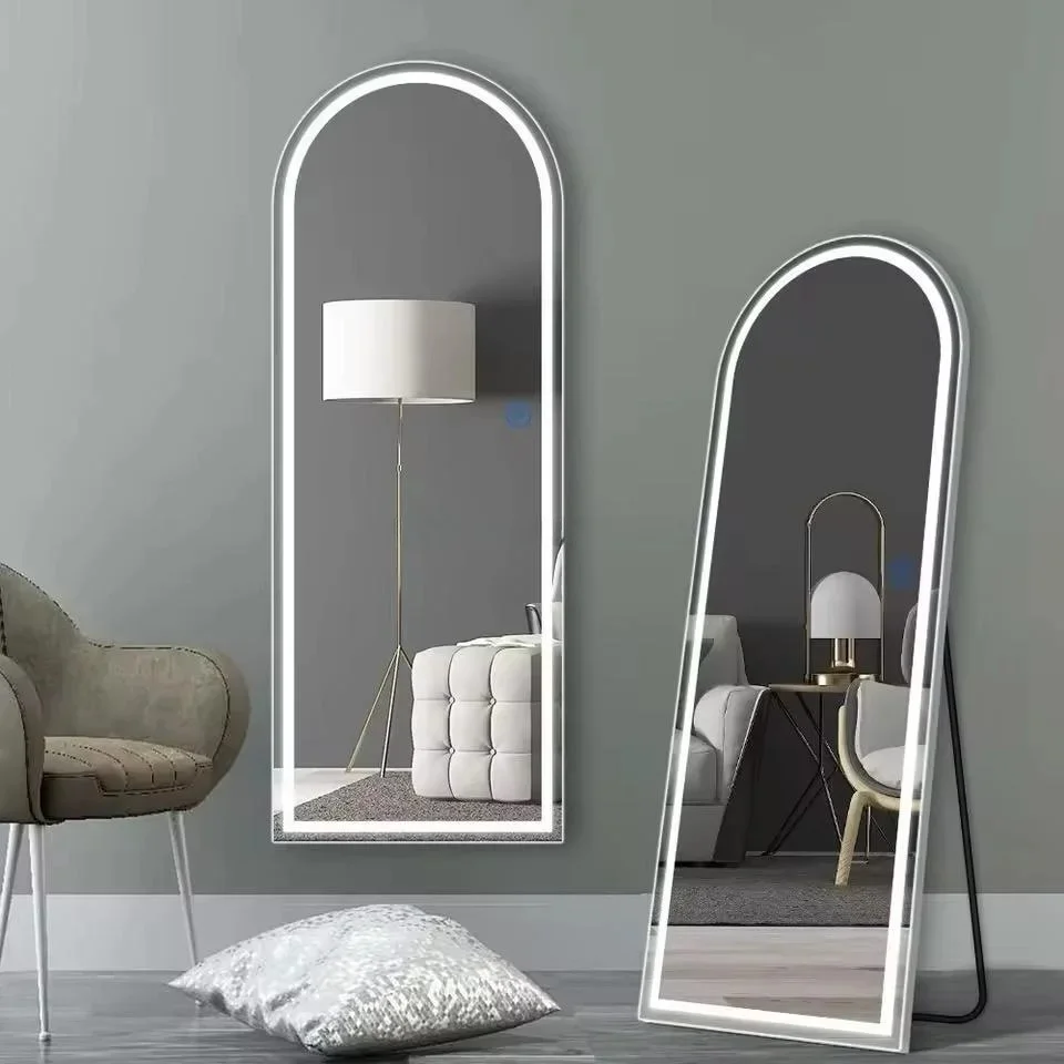 product arch touch sensor switch smart mirror metal frame anti fog led light bathroom wall mirror-5