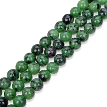 Natural Ruby Zoisite Gemstone Round Loose Stone Beads for Jewelry Craft Making Bracelet Necklace 15.5" Strand wholesale