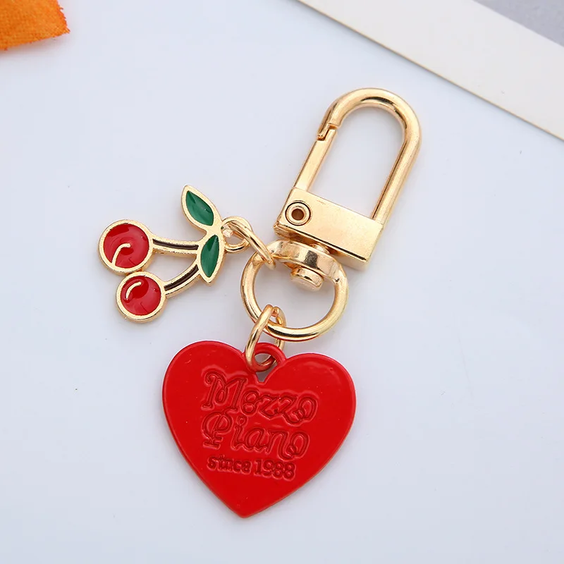 Z395 Cute Red Style Ladybug Heart Lily Charms Key Ring Keychain 