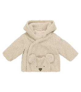 Hot Sale Baby Long Sleeves Embroidered logo Patch Shearling Jacket Baby Boy Fur Cotton  Coats Winter