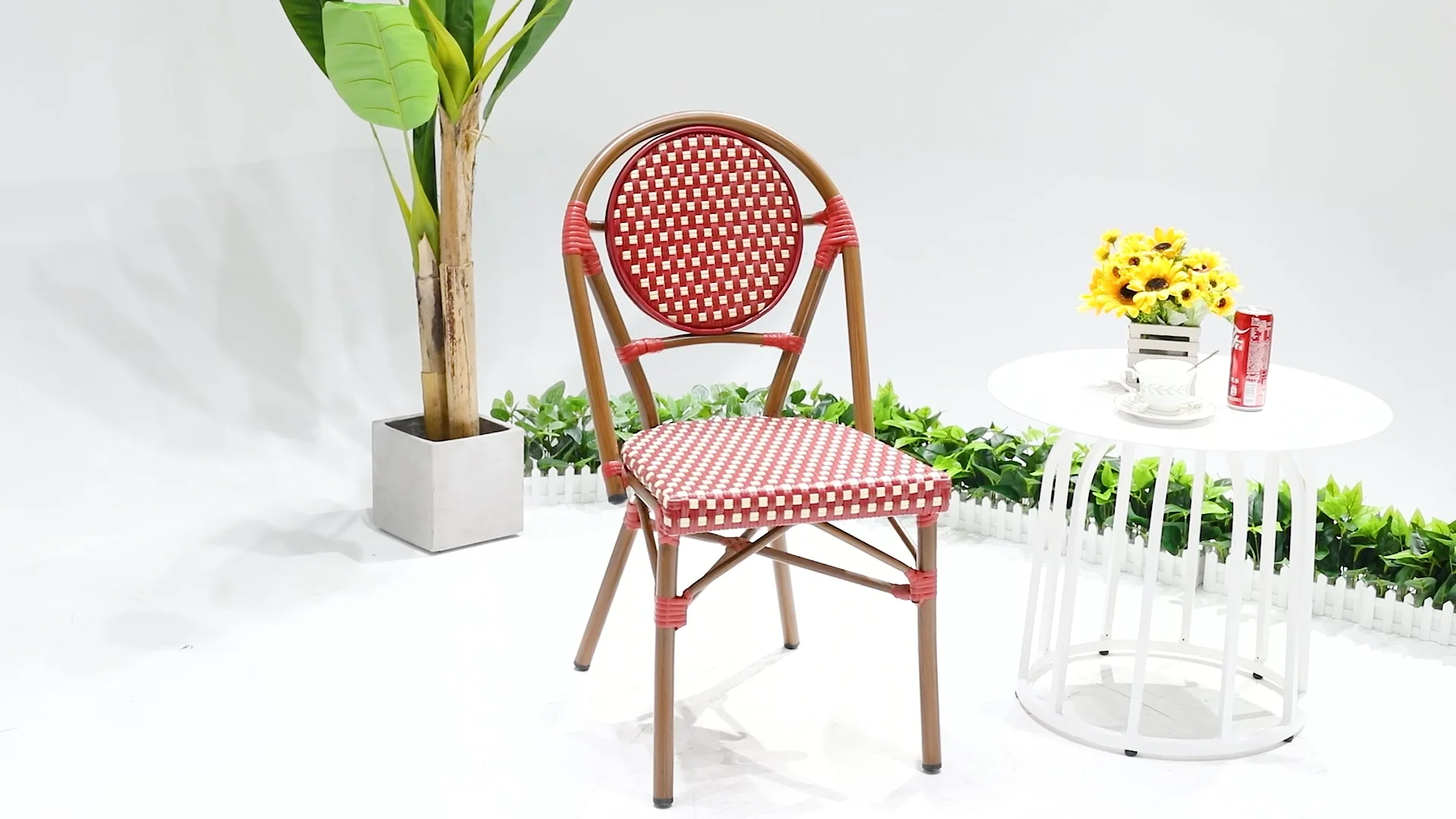 Rattan Outdoor Restaurant Garden Parisian Bistro Dining Stackable
