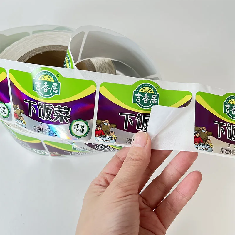 Custom Design Printing Logo Reflective Vinyl Sauce Canned Food Jar Labels Custom Hologram Seasoning Packaging Label Sticker