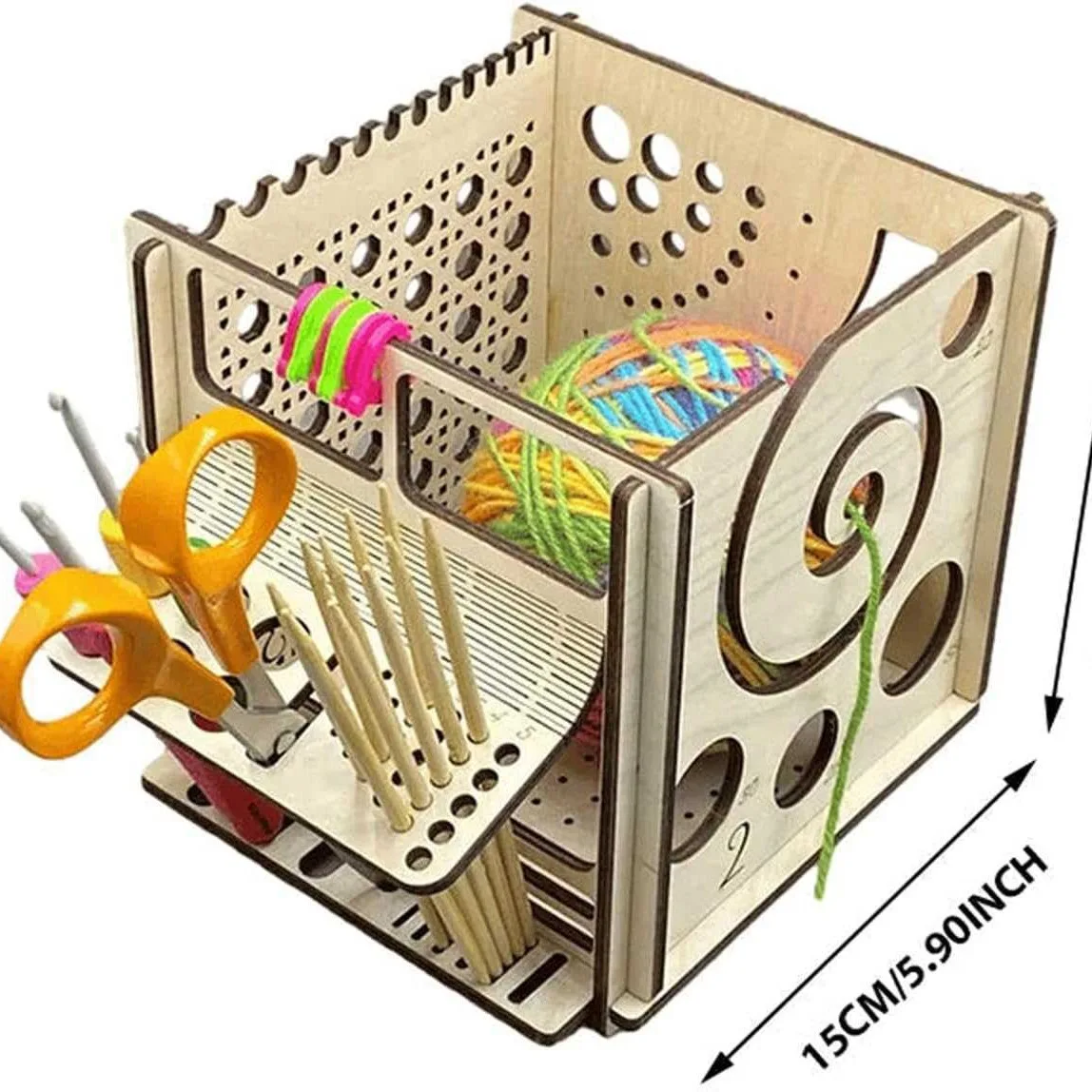 Multi Wooden Yarn Bowl All In One Multifunctional Knitting Tool ...