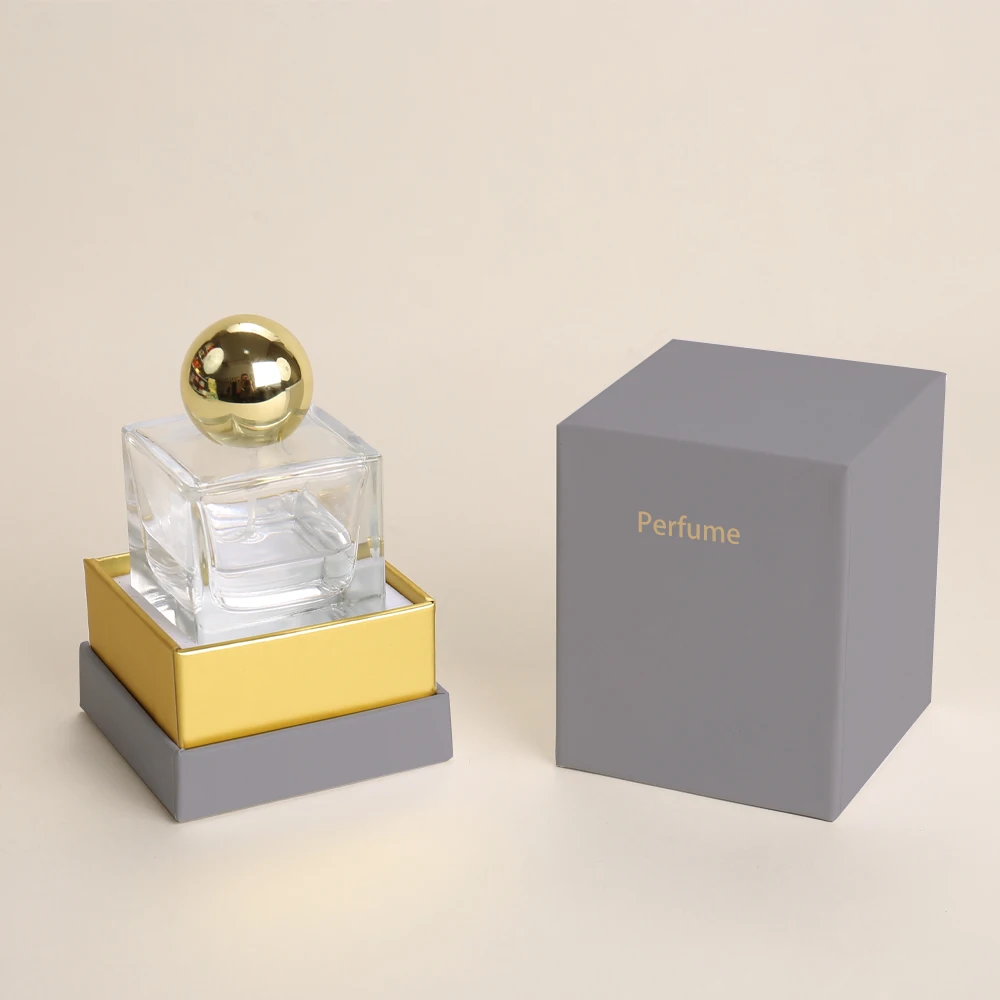 Boîte de conditionnement rigide en papier carton personnalisée pour flacon de parfum avec impression du logo et base/lid de luxe