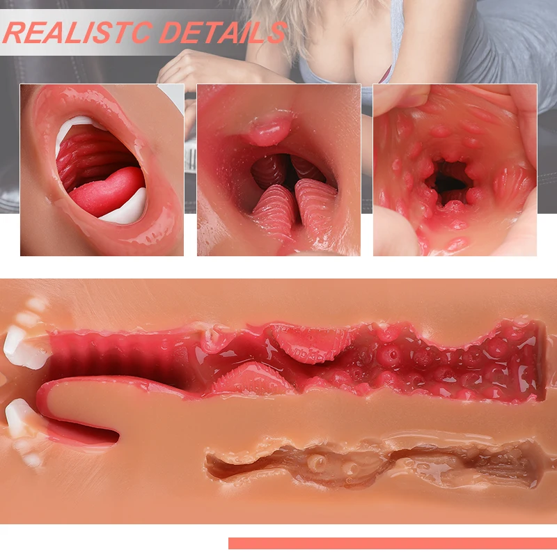 Free Sample 3 in 1 Artificial Pussy Mouth Vagina Anal Realistic Pocket Pussy Deep Throat Sex Toys for Men Sex Shop Product