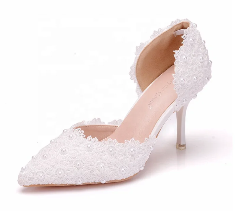 Womens Pointed Toe Pumps Lace Stilettos High Heels Party Dress Shoes zhou8088 