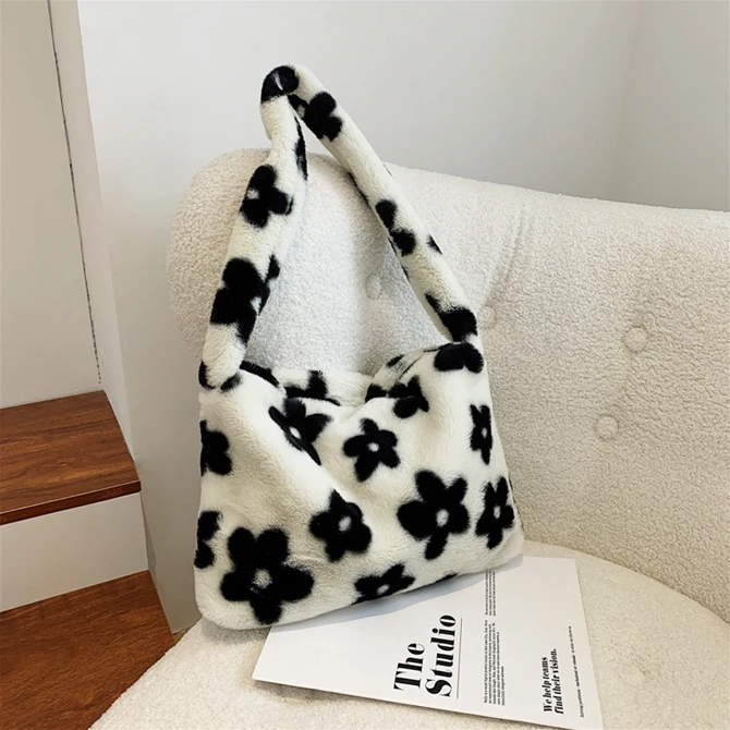 fluffy flower tote bag