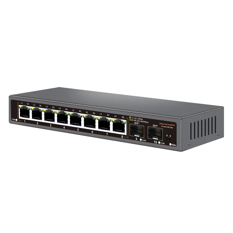 I-Ethernet Switch yendawo yokusebenza, ikhasi lemetal, ispeed esikhulu, isplitter, amabili ase-SFP ukuhlanganisa, ukusebenza ngokushesha, ukuthumela okuhle, ukuthenga kwe-OEM