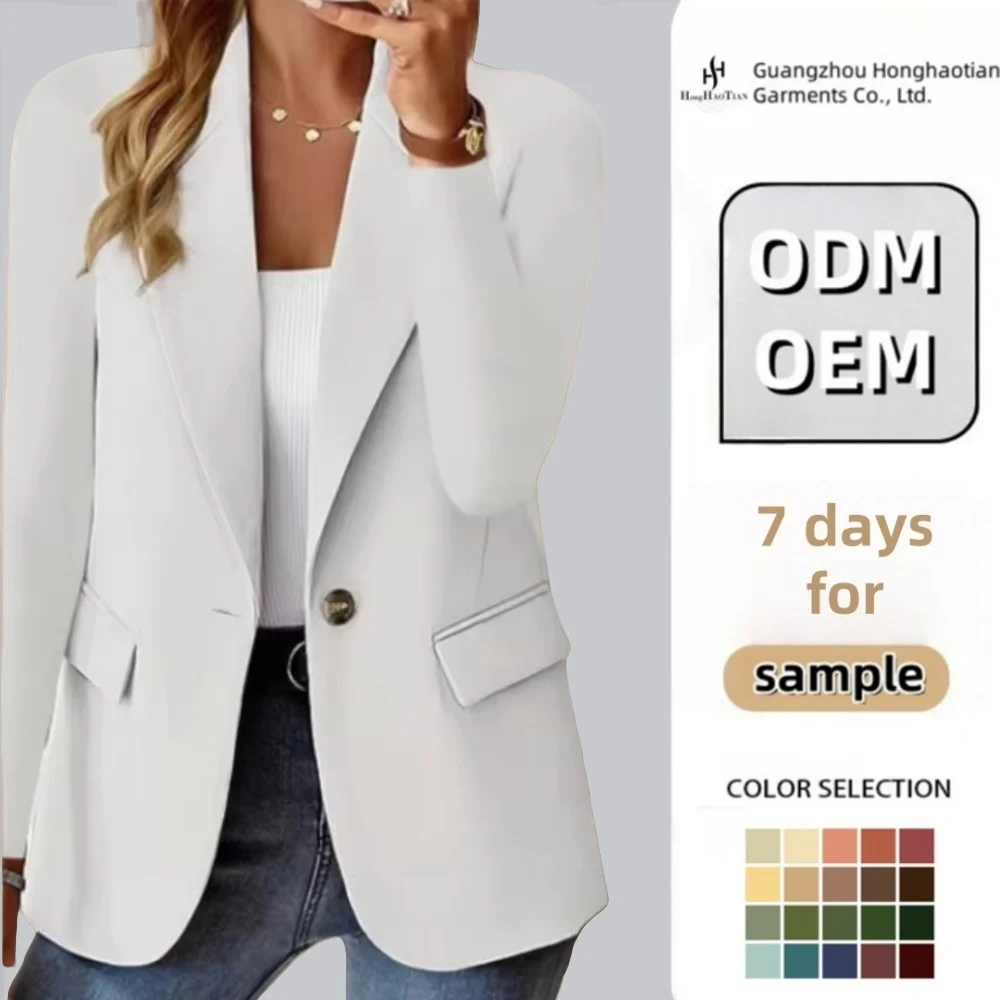 Venta caliente de encargo de las mujeres Blazer Color sólido de