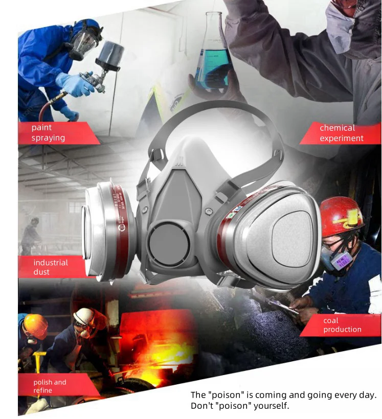 Protective Against Air Pollution Anti Particulate Anti Gas Reusable Half Facepiece Mask Silicone CE Grey Fast Delivery