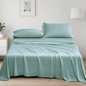 Luxurious Soft Eco-friendly Premium 300TC Organic Bamboo Bed Sheet Set OEKO-TEX Certified Wedding Four-Piece Kit Customizable