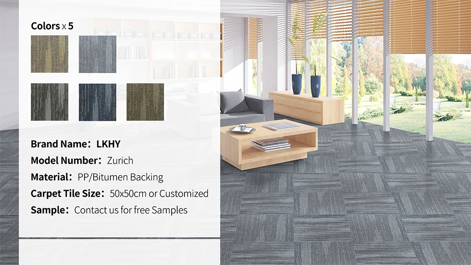 Modern Linearity Office Commercial Square Puzzle Carpet Tiles 50x50