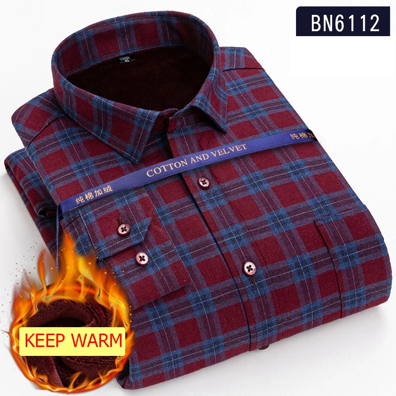 Winter Warm Shirt in Bulk Custom Thickened Checked Shirt Shirts for Men Long Sleeve
