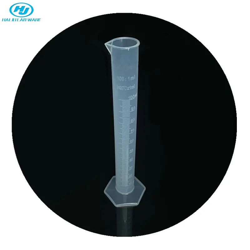 HAIJU LAB 100ml Translucent Plastic Laboratory Cylinder Graduated Measuring Cylinder for Lab Supplies
