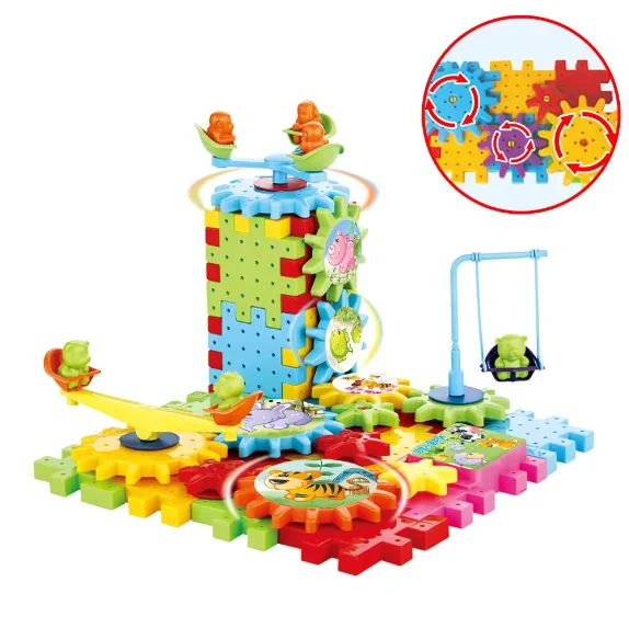 Building Block Sets for Kids Funny Electric Brick Interlocking Learning Blocks Gear Building Toy Set