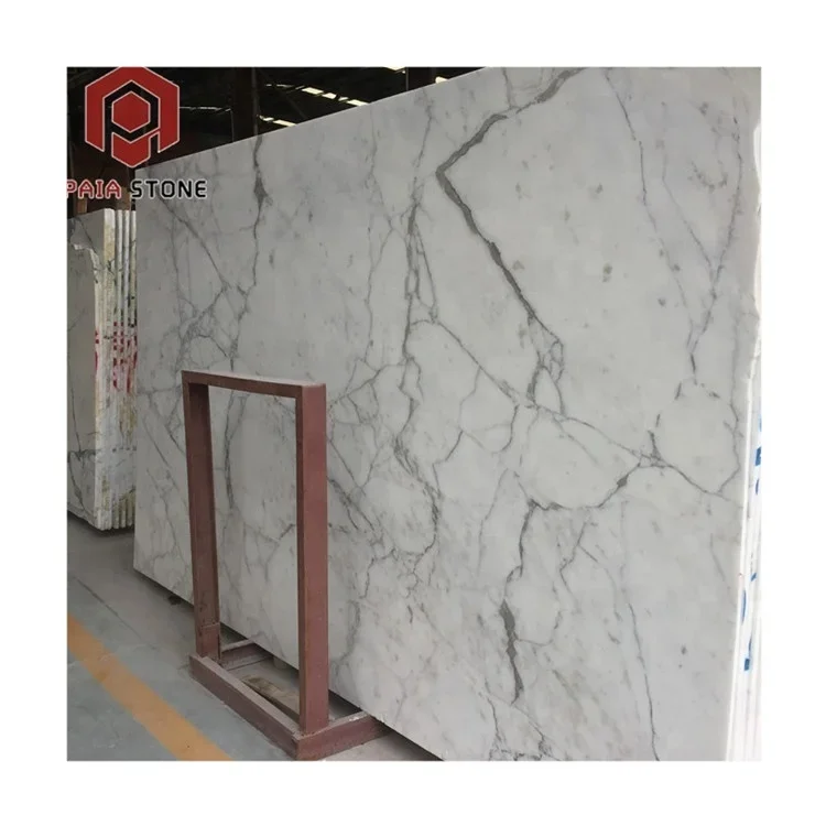 Slab ta’ marmur abjad Iżtaljanu, bianco carrara, bixxiet ta’ marmur b’mexxej (bookmatch) għall-għodda tal-ġonna