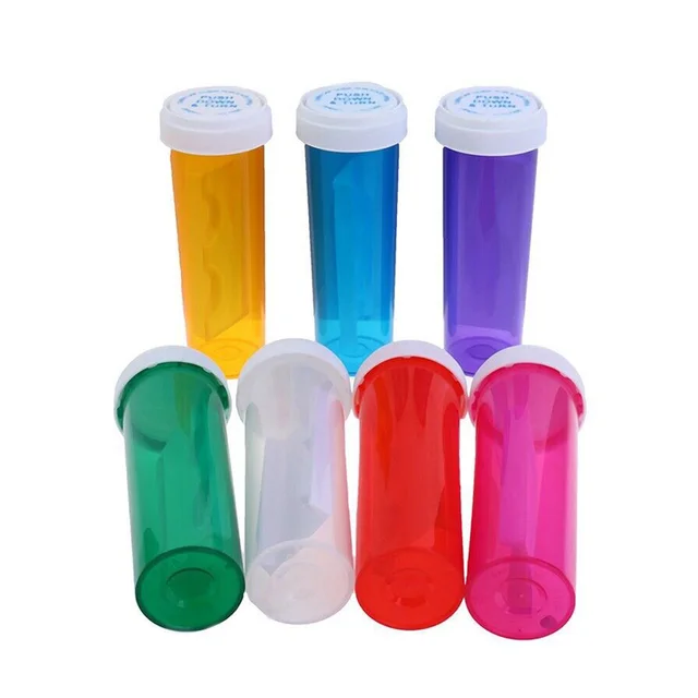 Plastic Pill Bottles with Child Resistant Caps - Push Down and Turn - Plastic Tube Container, Pill Cases Bottle
