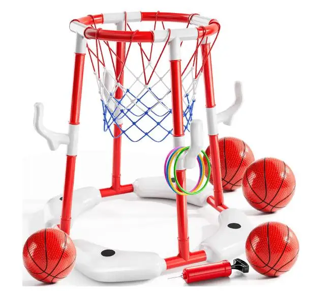 But De Basket Et Football Flottant 2 En 1 Pour Piscine – Taille 56x48x78 Cm, Gonflable, Inclut Ballons Et Pompe