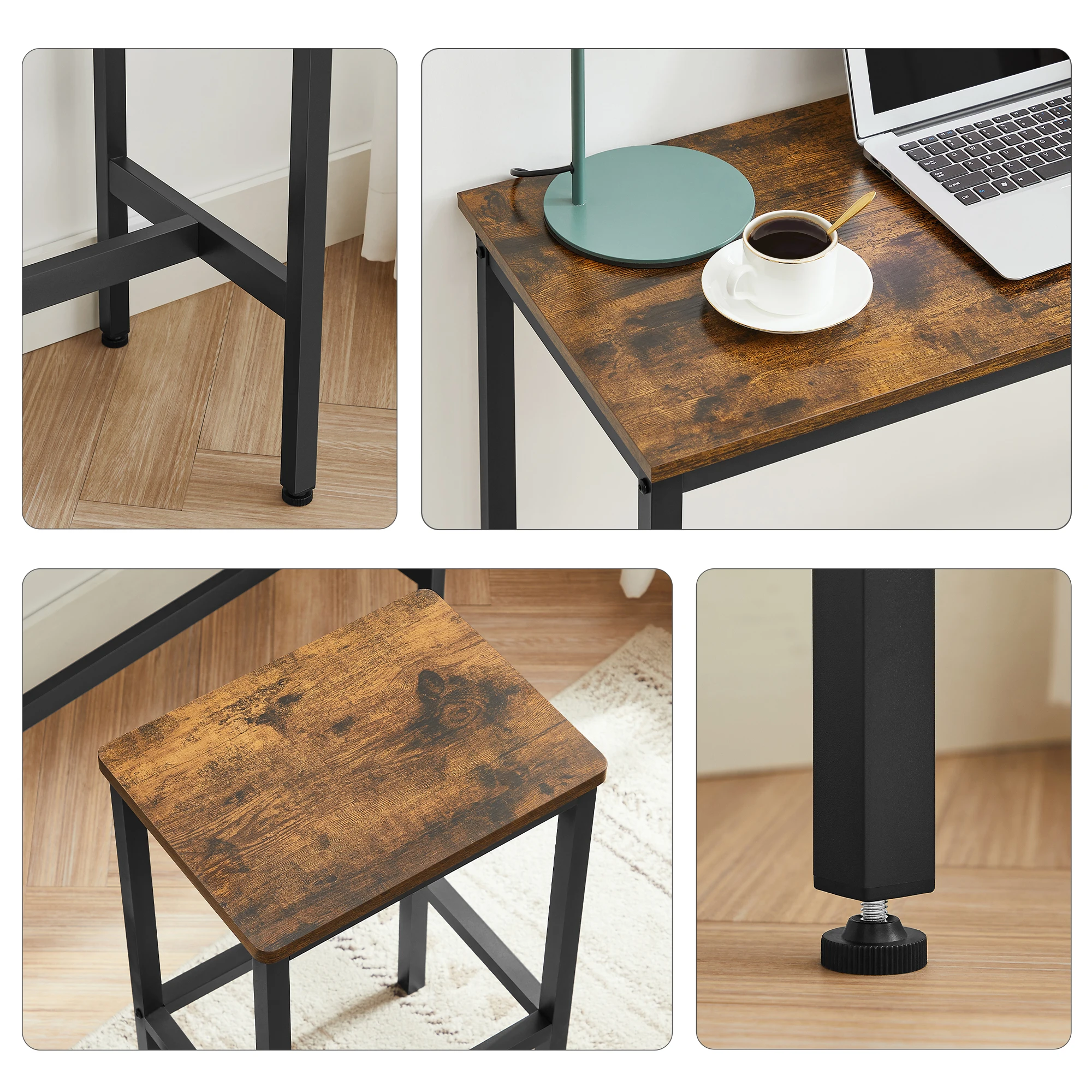 VASAGLE Dining Table Set Kitchen Bar Height Table with Stools Set of 2 bar Table and Chair Set