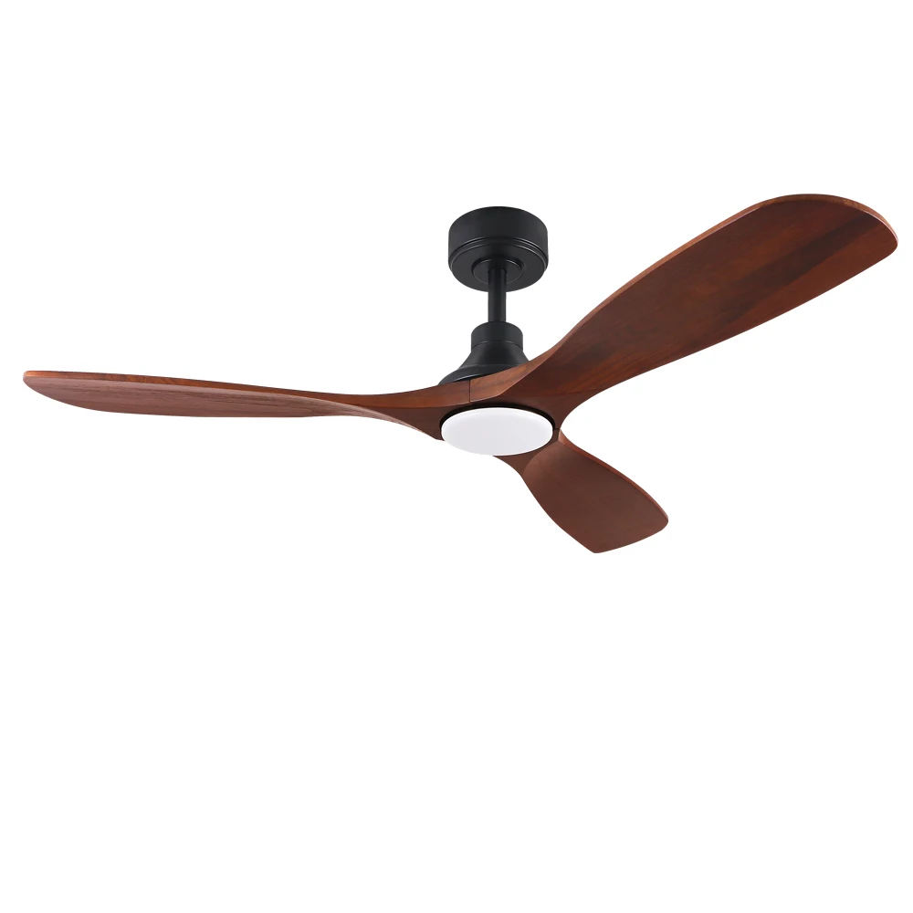 Modern Luxury 52-Inch Flush Mount Ceiling Fan Light Designer Wooden Grain Blade Electric DC Motor Remote Control Household Hotel