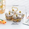 Porte-assiette en forme de cœur à 4 compartiments en frêne avec perles dorées