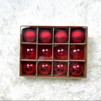 12pcs 60mm Boxed Glass Ornaments Christmas Ball Decorative Hanging Christmas Ornaments Bauble Set Solid Shiny Matte Transparent