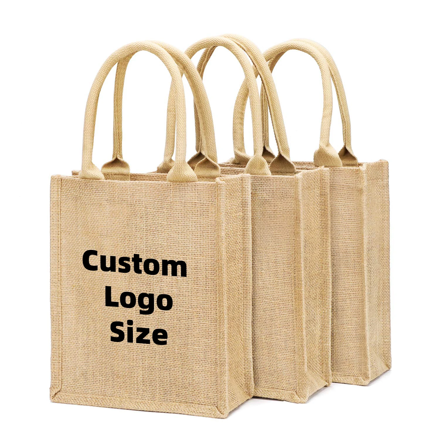Recycled Beach Bag Custom Jute Hand Bags Small Burlap Jute Tote Bag With Logo Wholesale