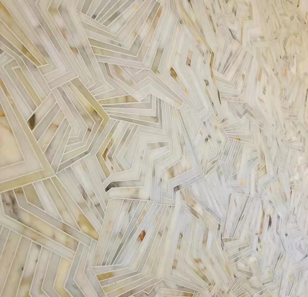 Modern Waterjet Polished for Wall Decoration Bathroom Kitchen Marble Mosaic Tiles Marble Mosaic Tile for Pool