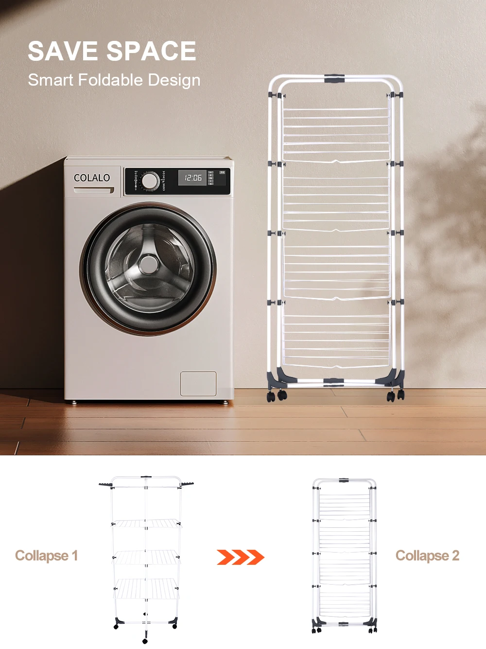 Wholesale Powder Coating Four Layers Wet Clothes Drying Rack Vertical ...