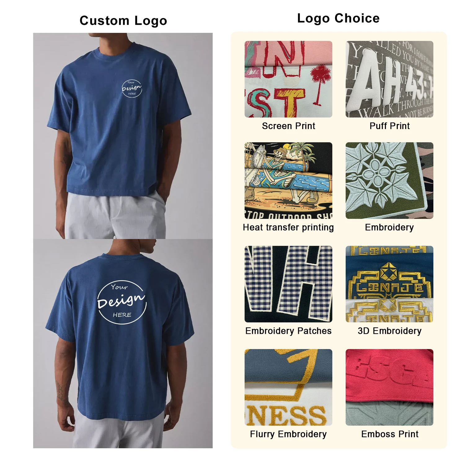 OEM White T Shirt for Men Quality Printing Oversized Drop Shoulder Collar Tshirt for Men Logo