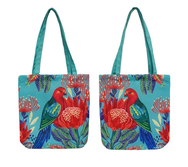 Wholesale High Quality High-Capacity Red Parrot Portable Polyester Tote Bags Promotional Tote Bags